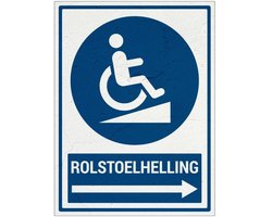 Rolstoelhelling rechts bord met tekst | Sign Again materiaal | 20 x 15 cm
