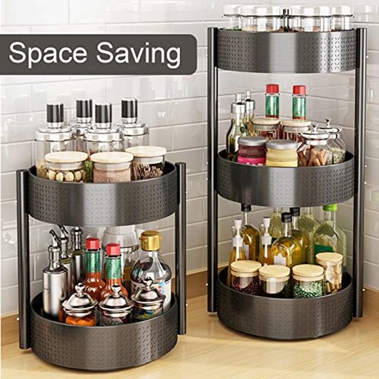 2-Tier Rotating Spice Rack with Metal Containers | bol