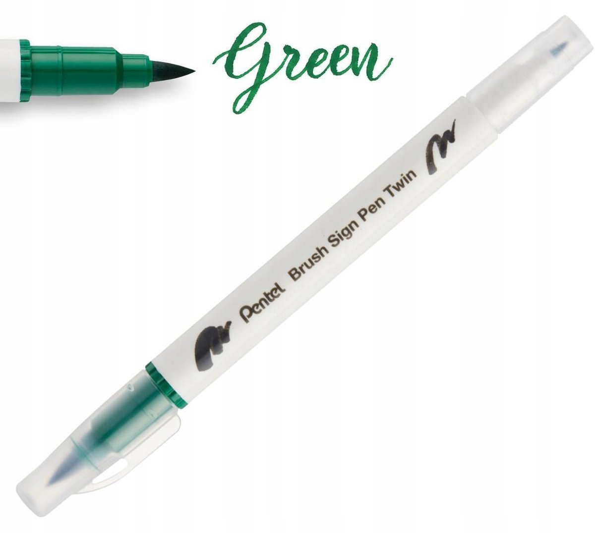 Pentel Brush Sign Pen Twin Kalligrafie Marker - Groen