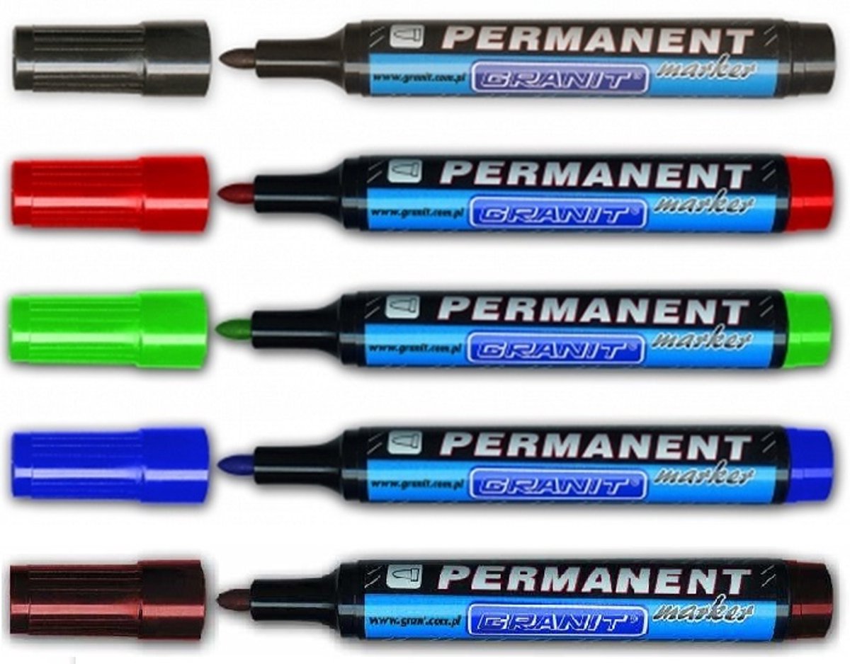 GRANIT Permanent Marker Zwart - Watervast & Sneldrogend