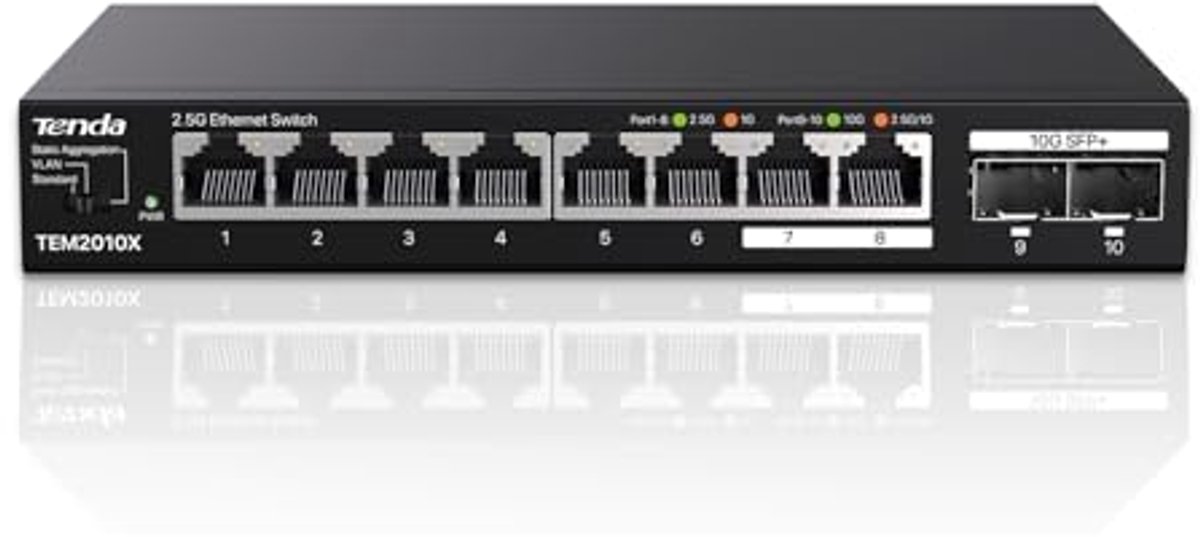 2.5 Gbit Switch met 8 Poorten en 2 SFP+ Poorten voor Hoge Snelheid