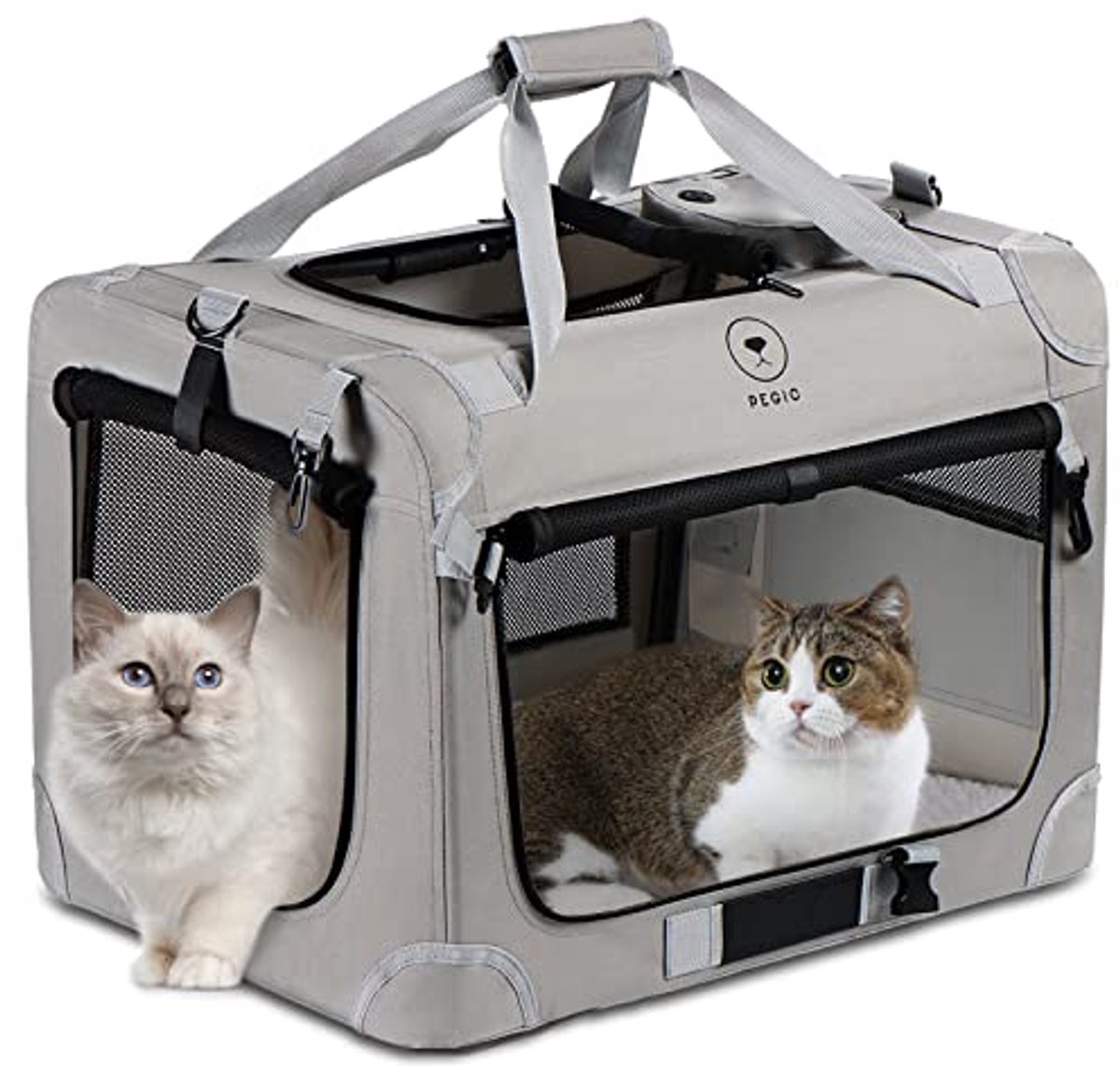 Grote Kattendrager voor 2 Katten - Zachte en Draagbare Huisdierendrager voor Reizen - 61 x 41 x 41 cm