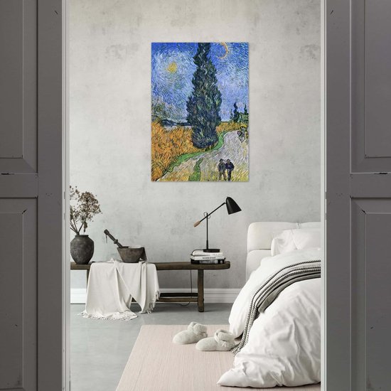 Affiche Vincent van Gogh - Route de campagne en Provence la nuit 50x70 cm