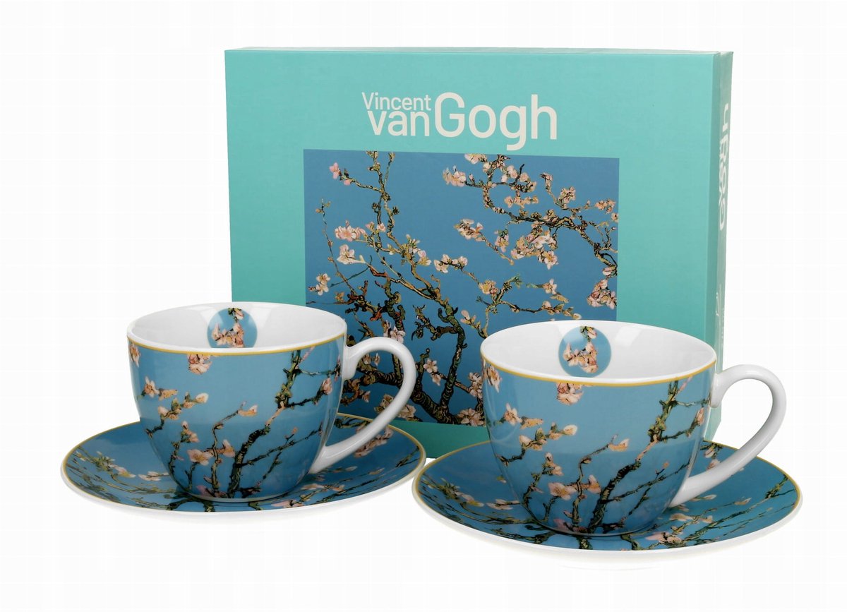 Van Gogh Amandelbloesem Kopjes met Schotels (2 stuks, 270 ml)
