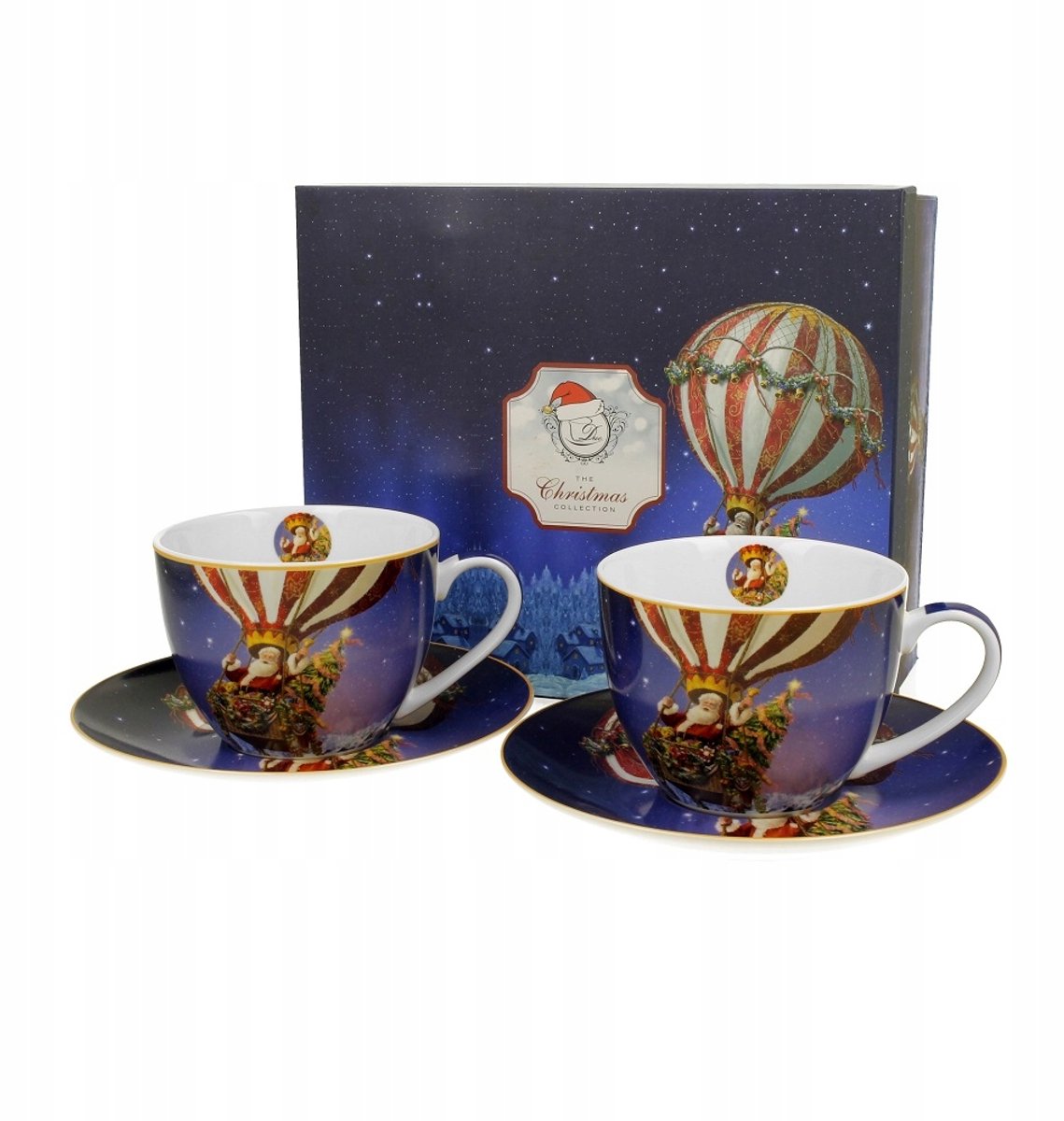 Set van 2 porseleinen koffiekopjes Santa Balloon - Feestelijk & Elegant