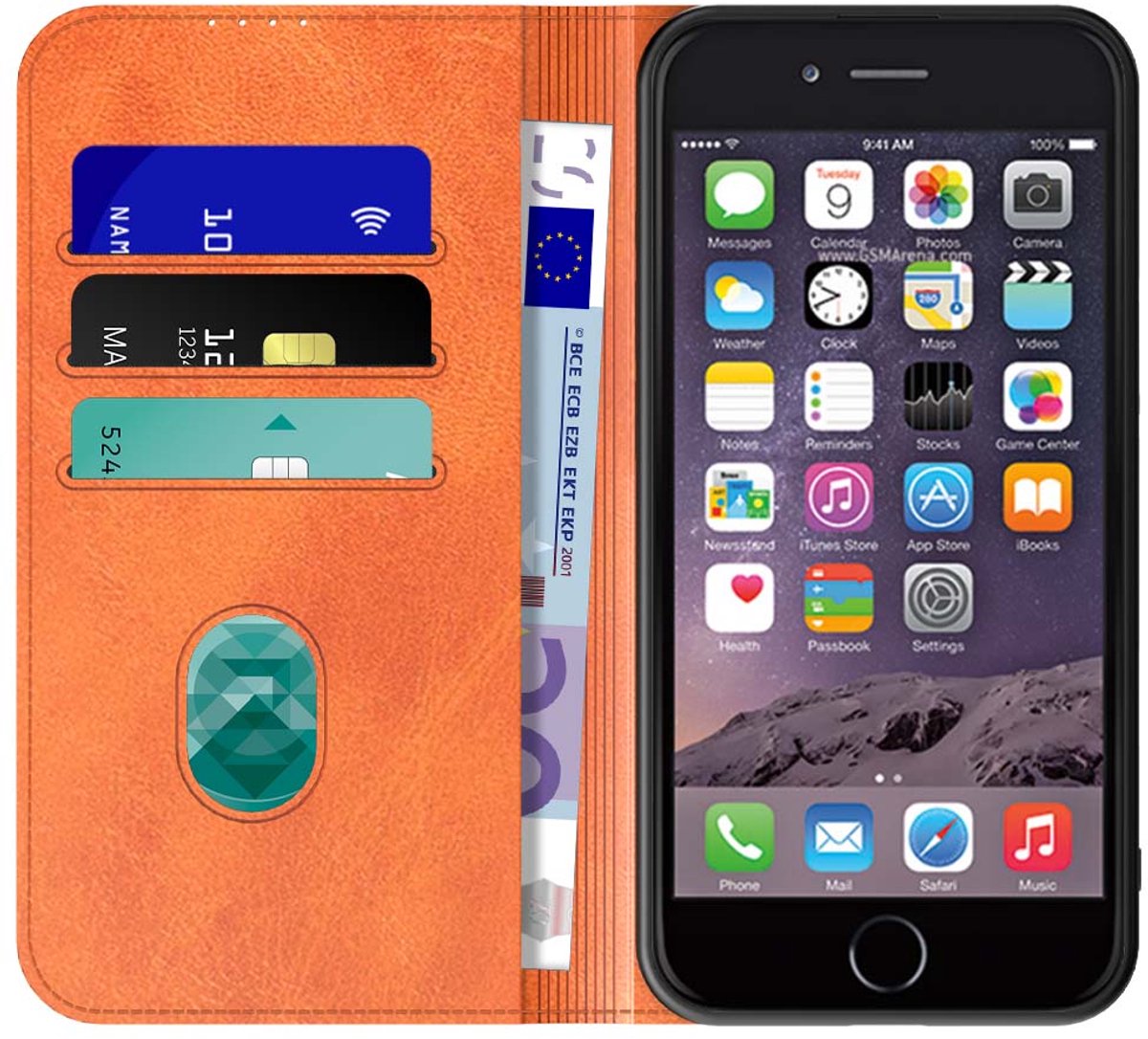 Geschikt voor iPhone 6/6s Telefoonhoesje Bruin Kunstleer Met Magnetische Sluiting - Portemonnee BookCase Met Pasjeshouder - ProtX