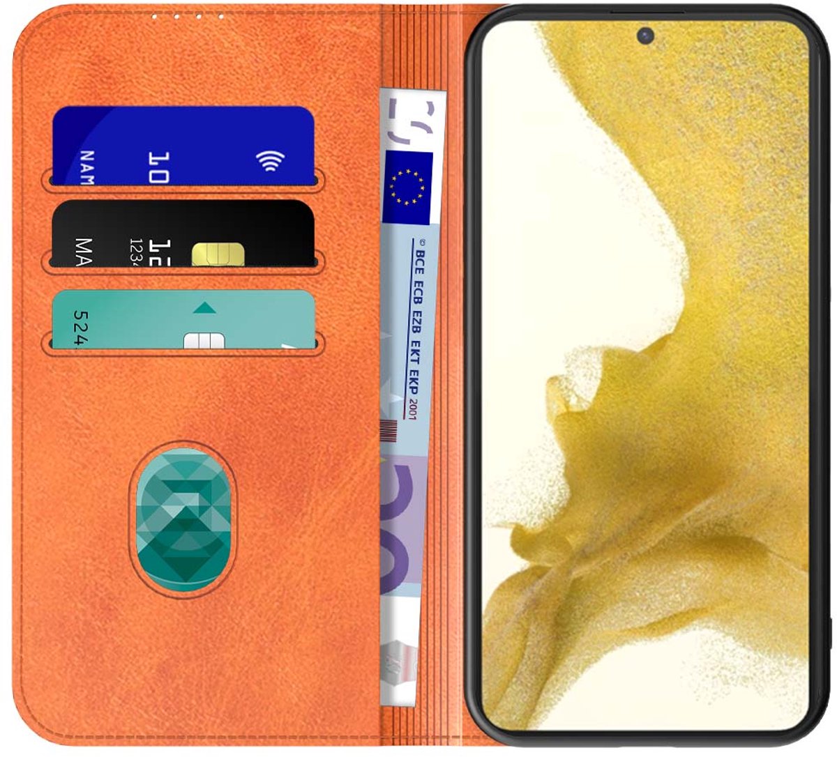 Geschikt voor Samsung Galaxy S22 Telefoonhoesje Bruin Kunstleer Met Magnetische Sluiting - Portemonnee BookCase Met Pasjeshouder - ProtX