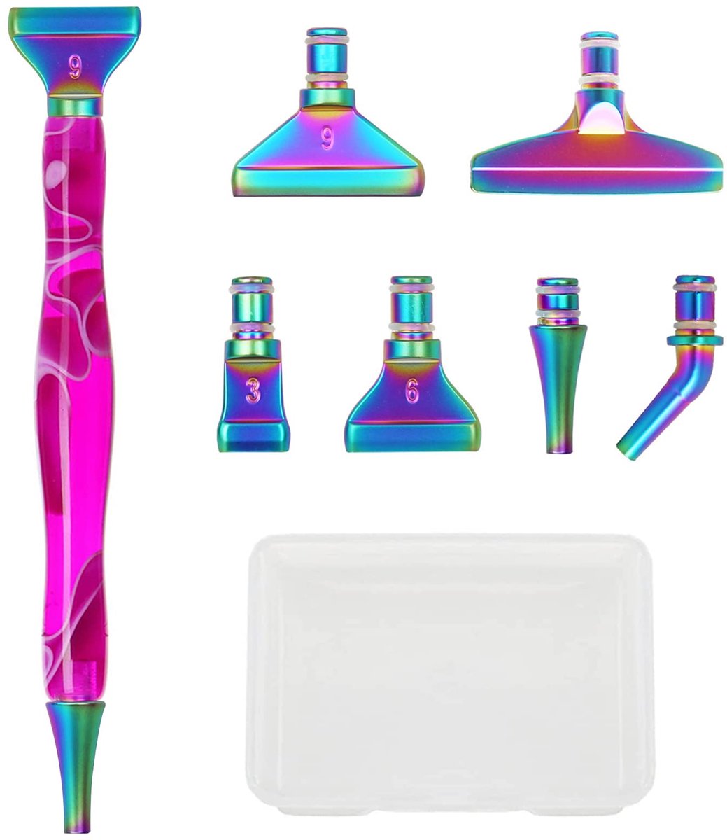 Diamond Painting Pen Accessoires Set - Met 6 Stijlen Metalen 5D Drill Pen Vervangkoppen - Voor DIY Diamond Painting