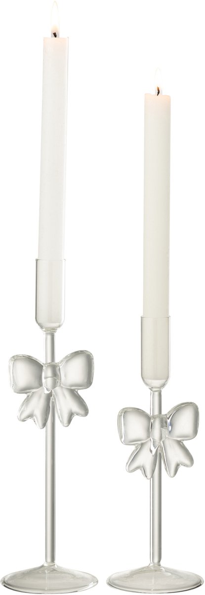 J-Line kandelaar Vetro - glas - transparant - set van 2
