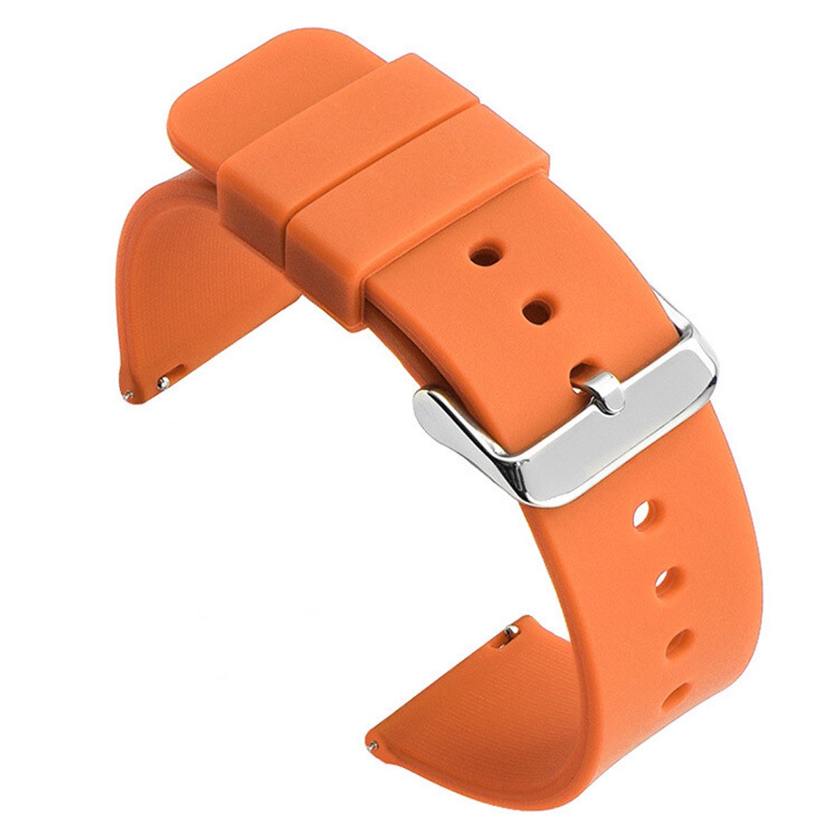 Snel los te maken siliconen horlogeband rubberen band 22 mm - oranje zilveren gesp + schakeloor