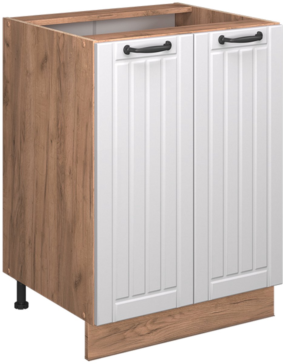 Vicco Fame-Line Keukenonderkast – 60 cm, WB Antraciet Wit Landhuis Wit landelijk/Goudkleurig Eiken