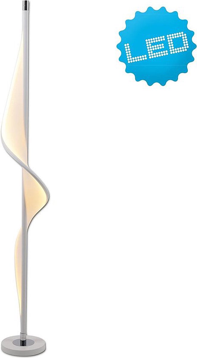 NÄVE Bandera vloerlamp - LED met golvend ontwerp 153 cm - 1 stuk - wit en grijs met warmwit licht