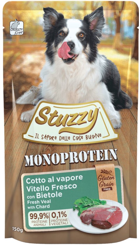 Stuzzy Hondenvoer Monoprotein Graanvrij Kalf - Snijbiet - 12 x 150 gr - Voordeelverpakking