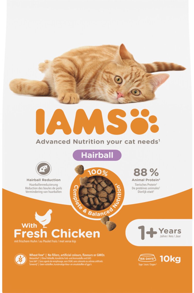 2x10kg Iams Adult Hairball Control Kattenvoer