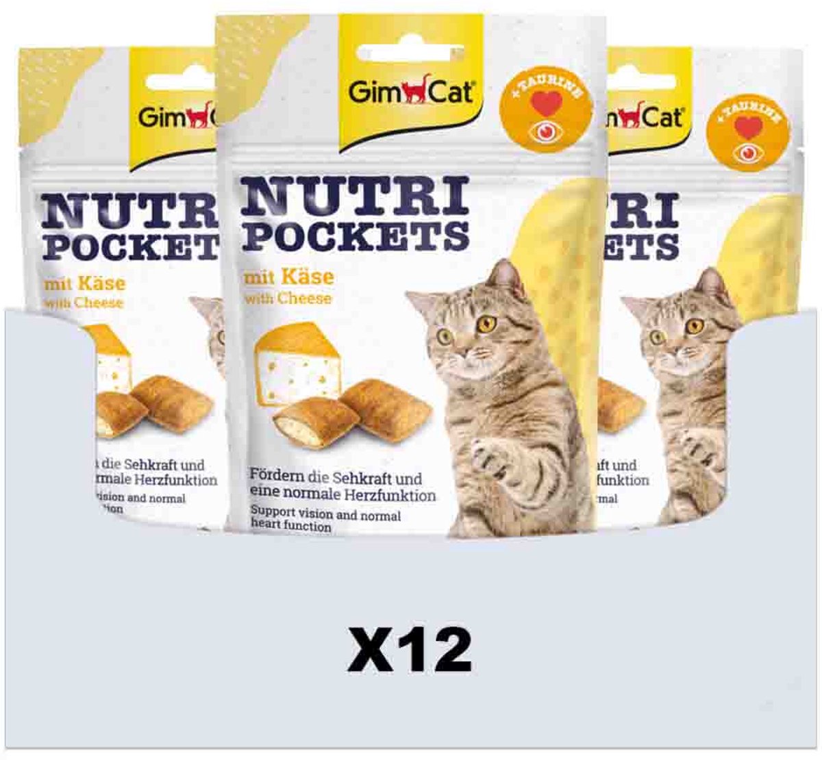 12x GimCat Nutri Pockets Kaas&Taurine 60 gr