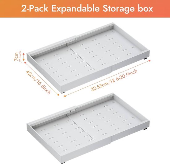 Foto: Uitschuifbare meubelorganizer ruimtebesparend 1 stuk metaal