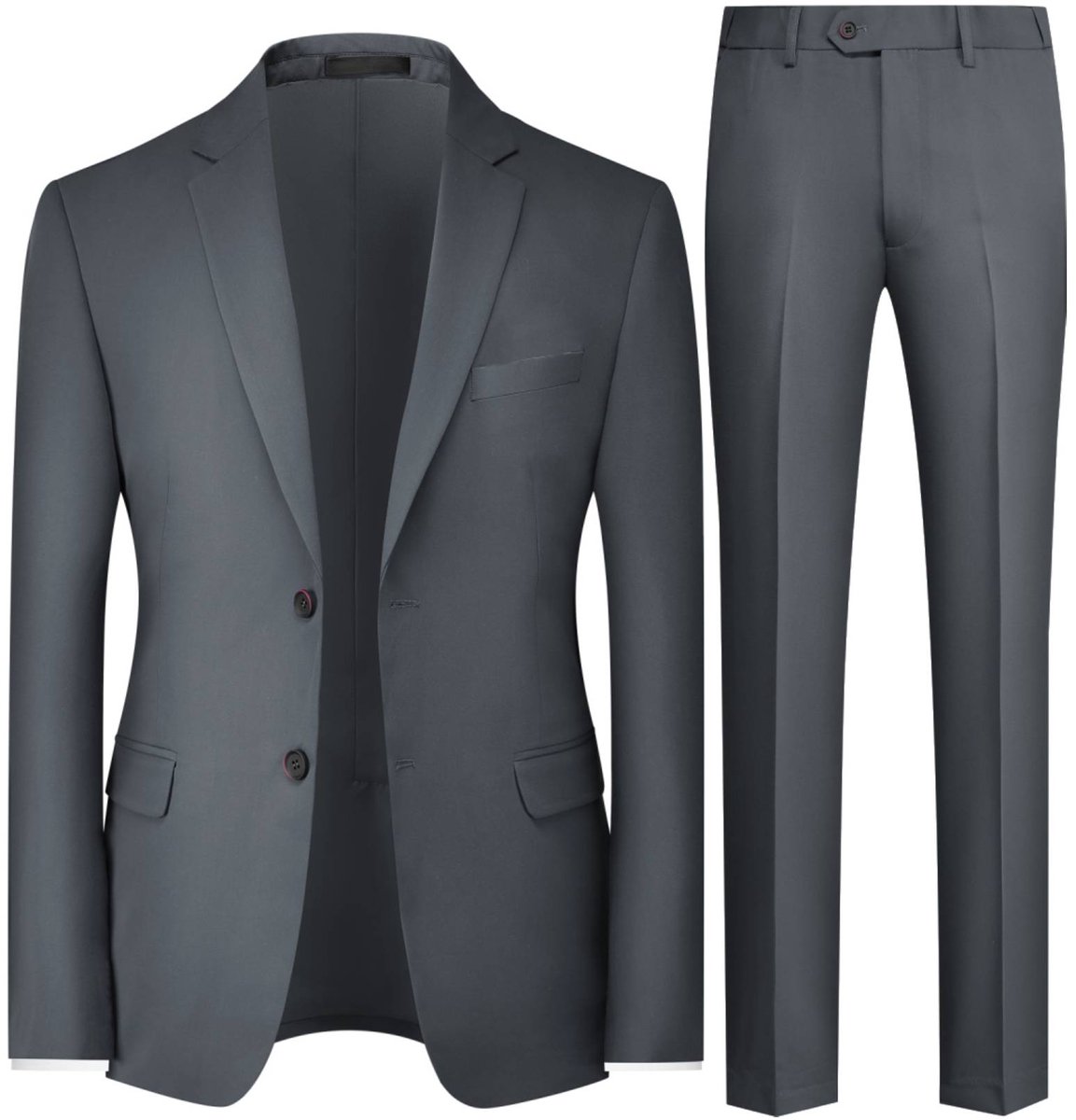 ALLTHEMEN Heren Tweeknoops Pak Regular Fit - Middenspleet Effen voor Zakelijk - XXL