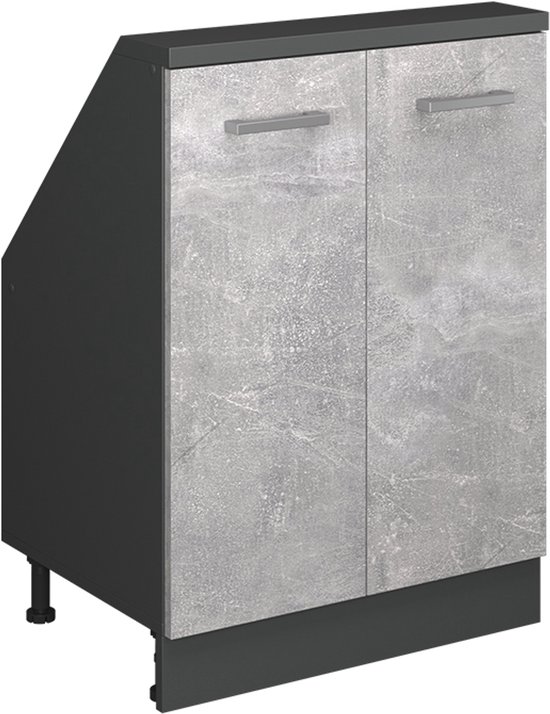 Kast voor schuine wand Rion Antraciet hoogglans/antraciet met 2 laden Kast voor schuine wand Rion Antraciet hoogglans/antraciet met 2 laden
