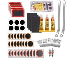 TTLUOKER® Draagbare Fietsen Reparatieset - 36 Patches met Vulkaniseervloeistof - Inclusief Bandenlichters en Opbergdoos - Voor alle Fietsen