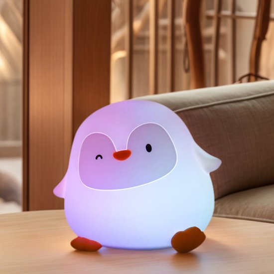 QTTVBTNA - Pinguïn Nachtlamp - Dierlijk Lampje - Oplaadbare Siliconen Sfeerverlichting met Timer - Cadeau voor Baby & Kinderen (Sinterklaas, Kerst, Verjaardag) - Knuffelbare Kinderkamer Decor - Kleurveranderend van QTTVBTNA — afbeelding 3