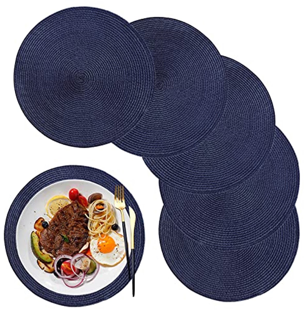 Ronde wasbare placemat set van 6 - kunststof polypropyleen voor keuken en eettafel