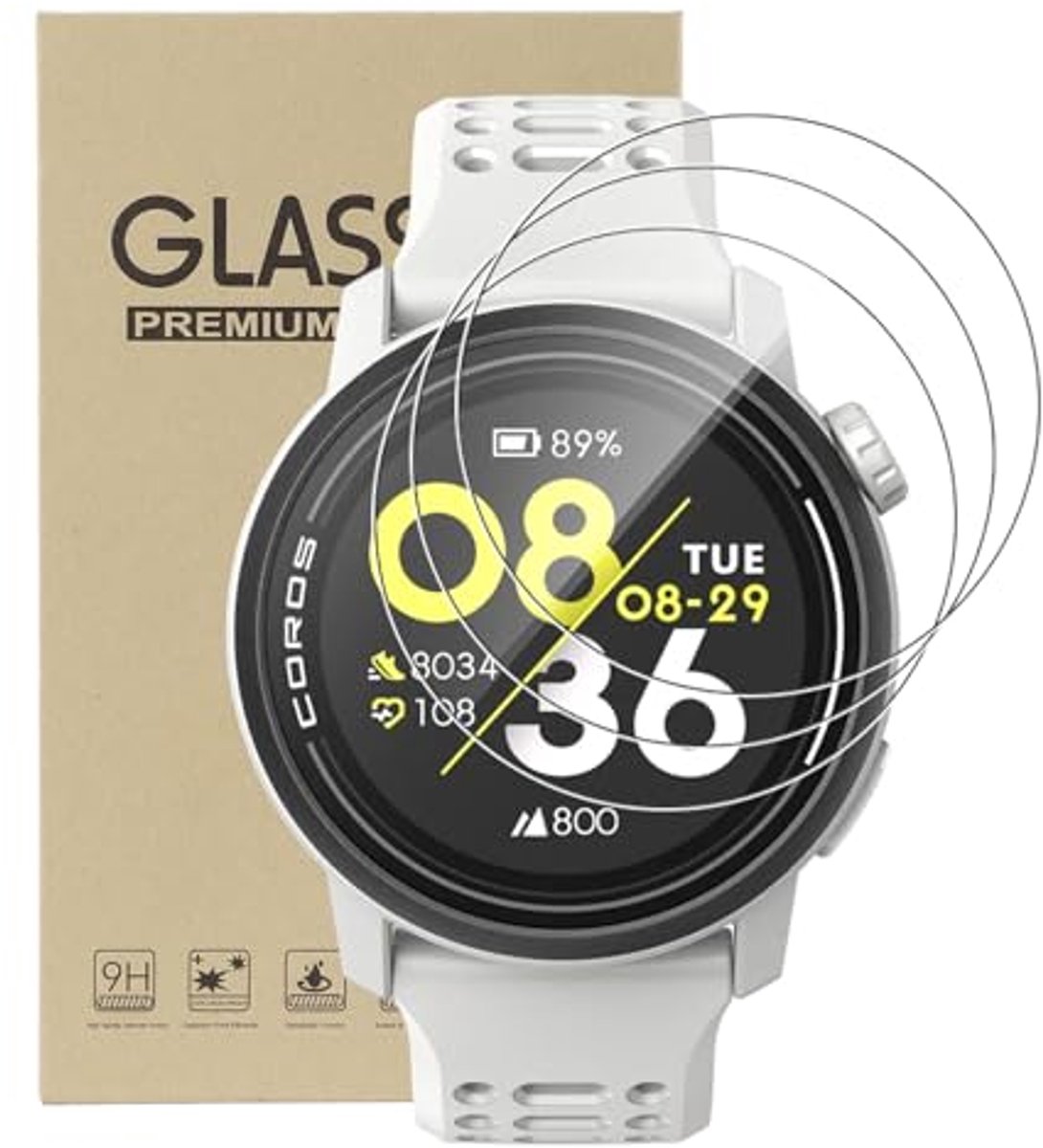 Displaybescherming voor Smartwatches - 3 Stuks, 9H Hardheid, Anti-Vingerafdruk, Geen Luchtbellen, Hoge Resolutie