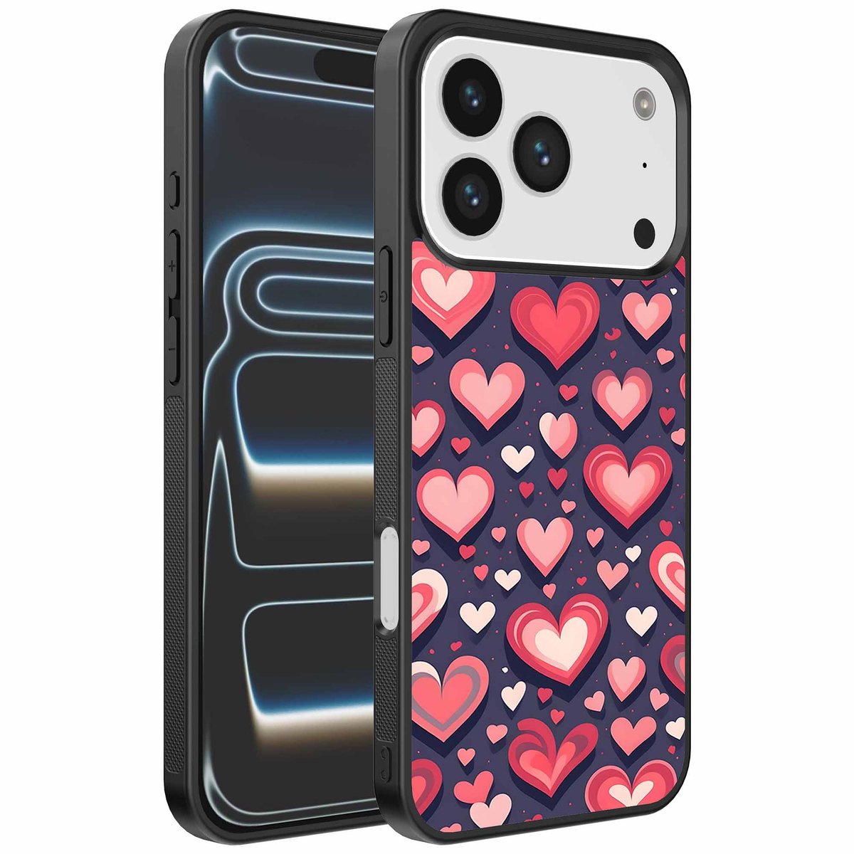 Geschikt voor iPhone 17 Pro Telefoonhoesje met Hartjes Opdruk - TPU Backcover Case With Heart Design - Smartphonica geschikt voor iPhone 17 Pro
