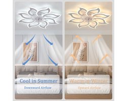 Moderne grote plafondventilator met dimbare verlichting en afstandsbediening