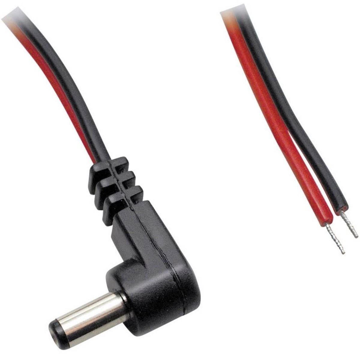 DC plug (m) haaks 5,5 x 2,1mm stroomkabel met open einde - max. 3A / zwart/rood - 1 meter