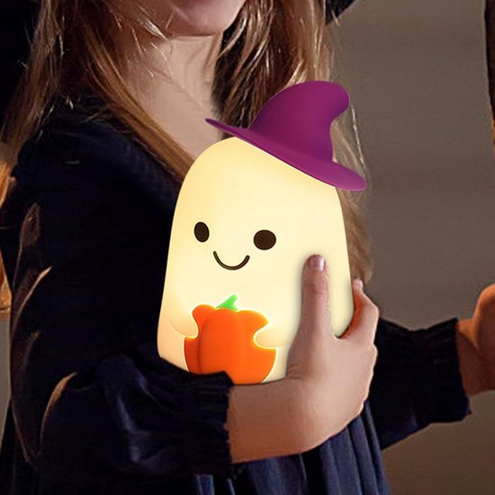 Universele Pat Nachtlamp - Warm Licht - Siliconen Spook Nachtlamp, Lichtgewicht Nachtlamp, Draagbare Tafel voor Nachtkastje, Slaapkamer, Slaapzaal van Merkloos — afbeelding 5