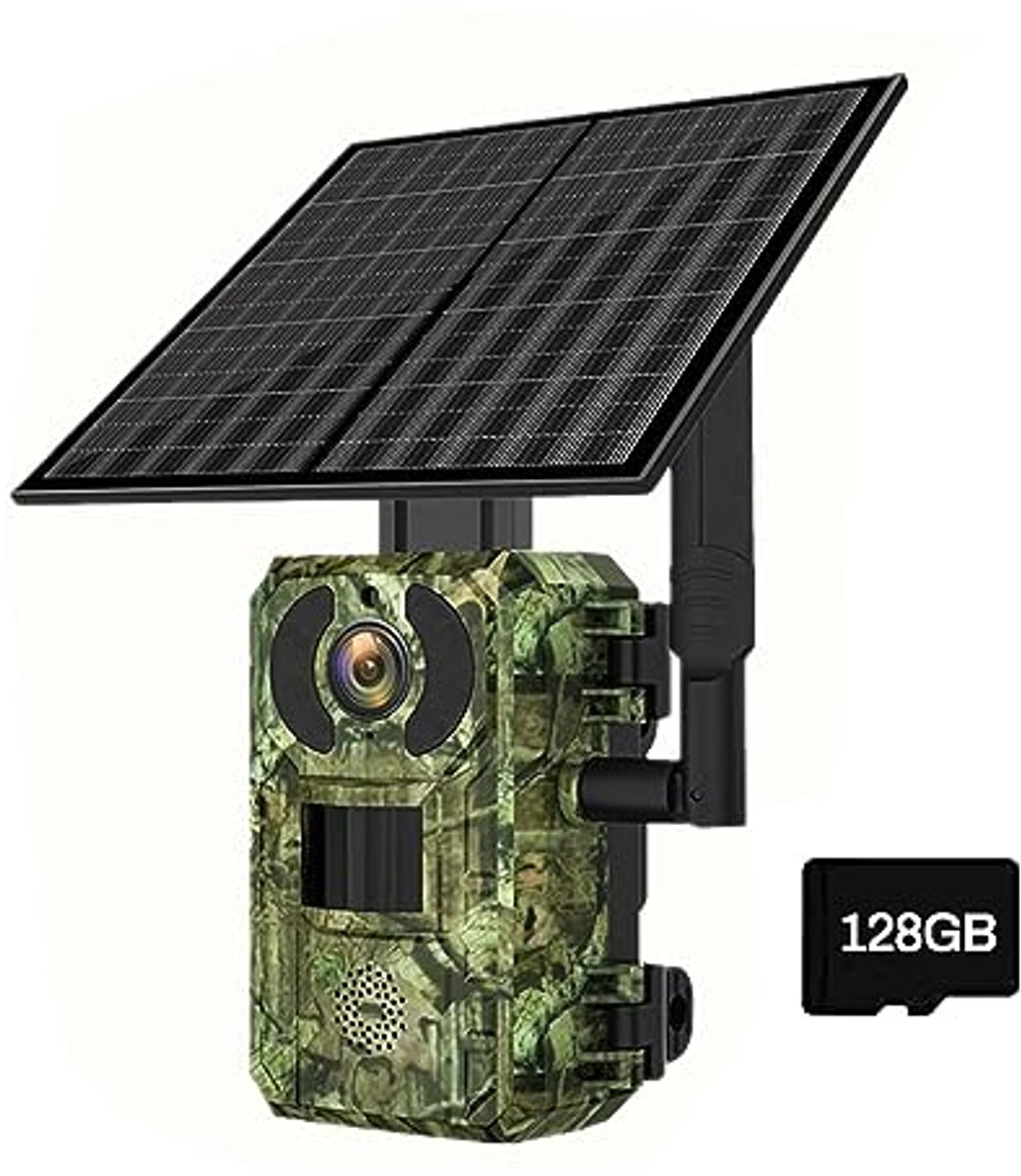 Wildcamera op zonne-energie met 4 MP, bewegingsmelder en nachtzicht