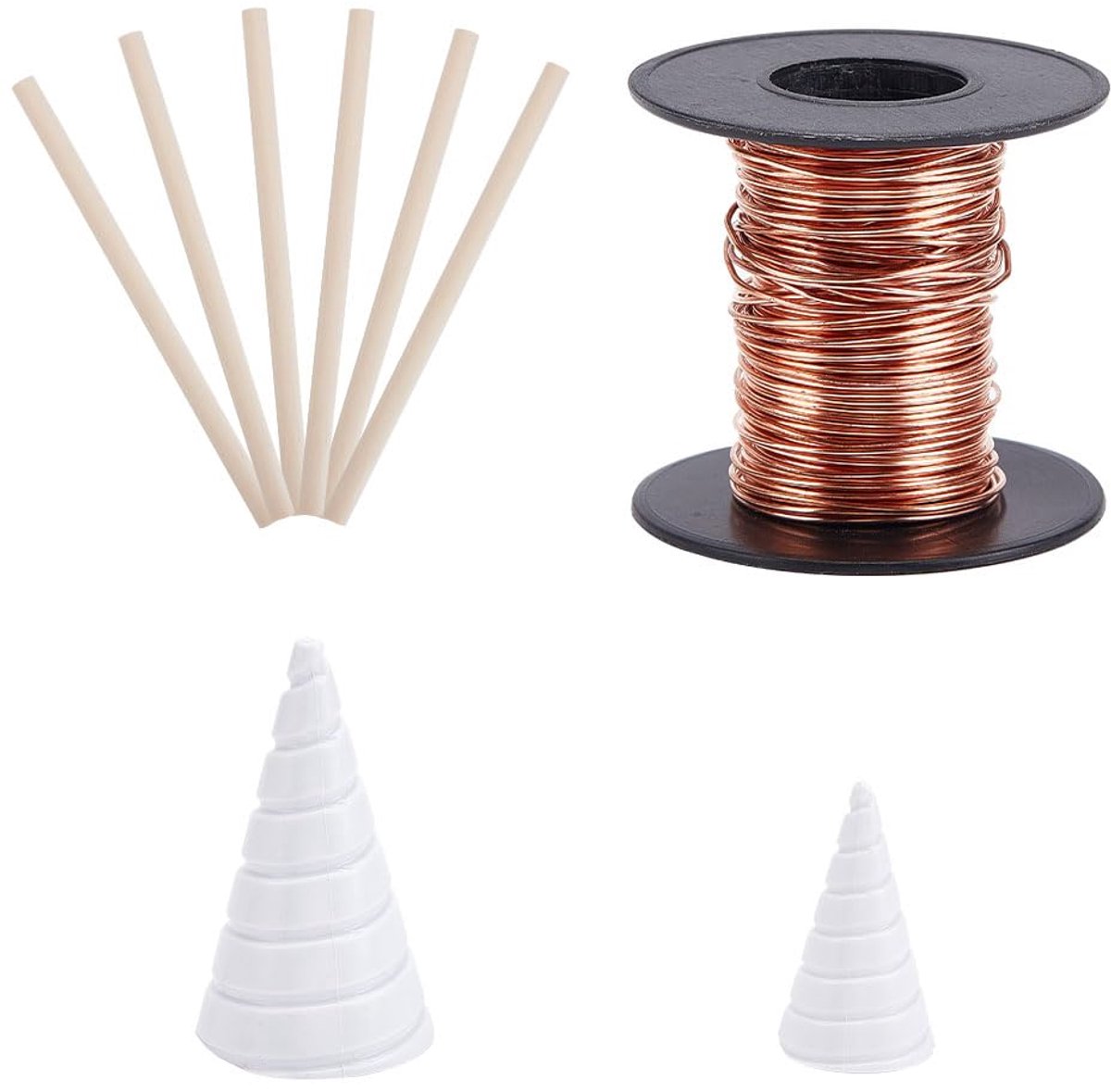 Elektrocultuur Tuinieren Koperdraad Kit met 2.5m 20Gauge/0.8mm Koperdraad 2 stks Plastic Coil Winding Jigs 6 stks Hout Stick Antenne voor Tuinplanten en Groenten Groeiende