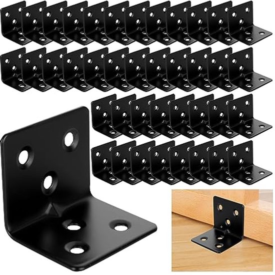 ASelected Set of 30 Mounting Brackets, Reinforced Stainless Steel, 50 x 50 x 50 mm, Aicer, Stainless Steel Corner, Metal Corner for Fixing and Repair of Furniture