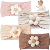 4pcs Baby Girls Nylon Headbands - Baby Flower Headbands - Baby Hair Accessories - Newborn Toddler Hair Bands - Comfortabele Haarbanden voor Meisjes