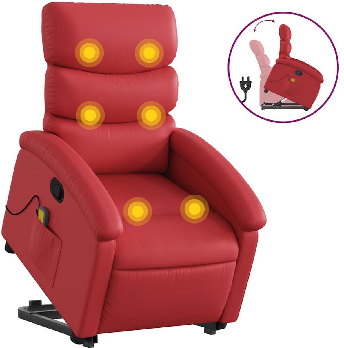 vidaXL Sta-op-massagestoel - verstelbaar - kunstleer - rood