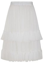 Vrouwen Geplooid Tulle Maxi Rok Enkellengte Elastische Hoge Taille Een
