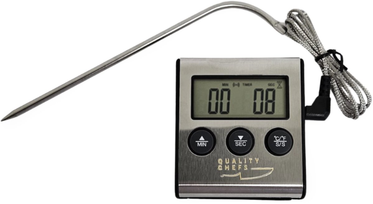 Qualitychefs digitale kernthermometer met timer en alarmfunctie — cadeau in Kookcadeaus - foto 4