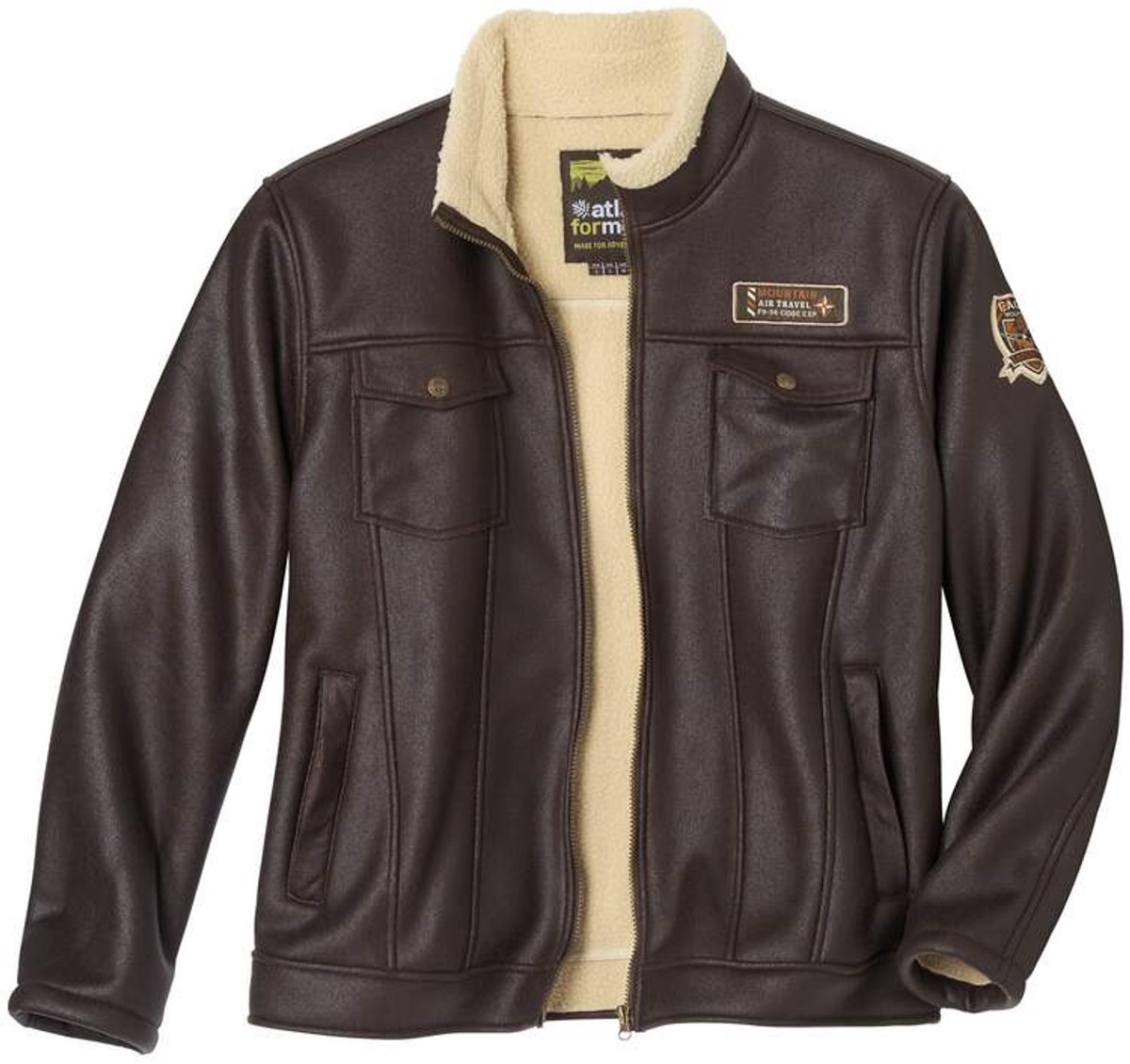 ATLAS FOR MEN - Pilotenjack van suèdine met sherpavoering - Heren - Verkrijgbaar in grote maten - 3XL