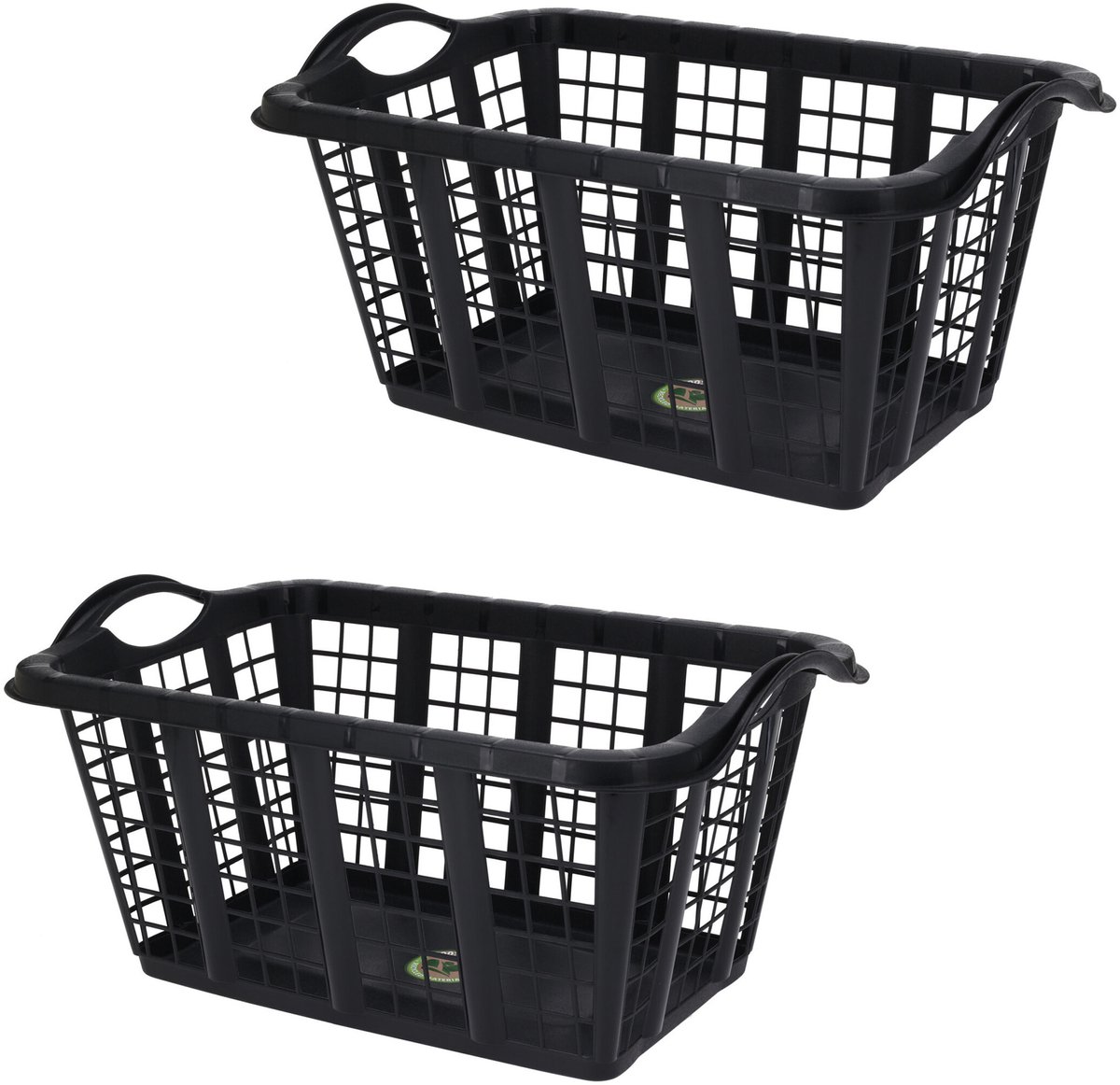Storage Solutions wasmand met handvatten - 3x stuks - zwart - 37 liter - 60 x 40 x 30 cm
