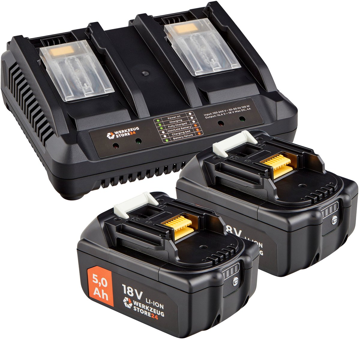 WS24 Accu Startset 18 V / 2x 5,0 Ah Accu + Dubbele Snellader