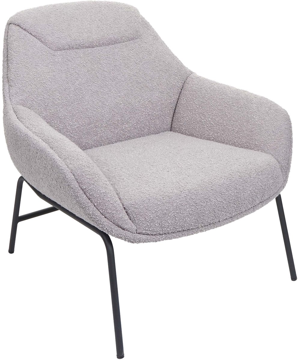 MCW Lounge fauteuil MCW-J77, cocktail fauteuil, bouclé stof metaal ~ lichtgrijs