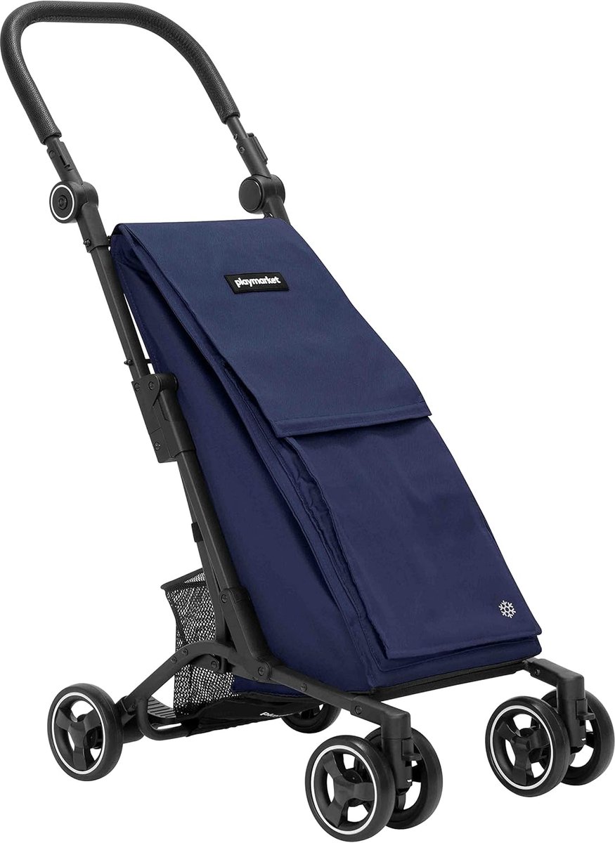 Compact winkelwagen met vouwing en voetrem - Blauw