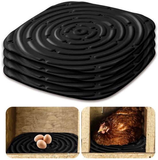Kippenhuismatten, set van 8, 30,5 x 30,5 cm, wasbaar, nestmat voor het