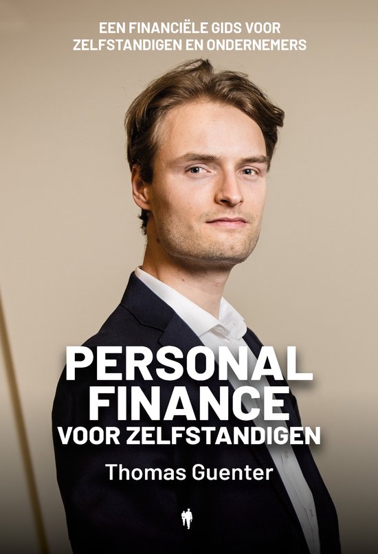 Boekcover met Thomas Guenter, titel 'PERSONAL FINANCE VOOR ZELFSTANDIGEN'.