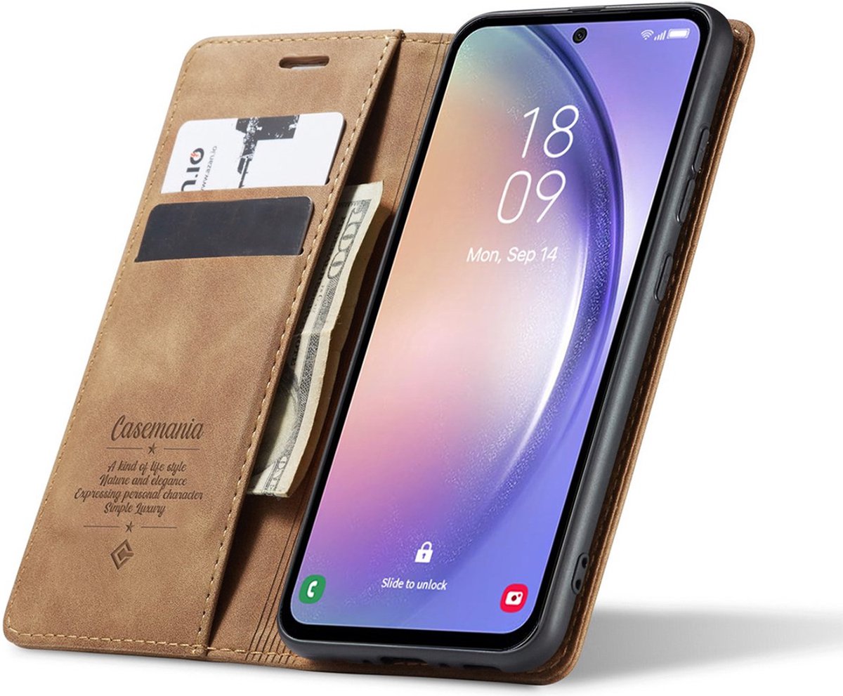 CaseMania Bookcase hoesje geschikt voor Google Pixel 10 - Effen Cognac - Kunstleer