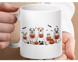 Mok Halloween Dogs Ghost Mug, Spooky Season, Funny Dog Lover Gift, Cute Pet Halloween Coffee Cup, Fall Decor, Dog Breed Theme