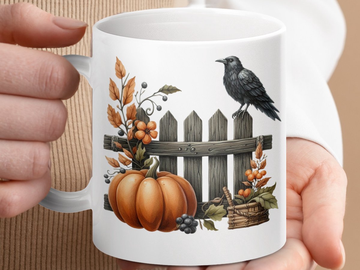 Mok Herfst Pompoen Kraai Koffiemok, Seizoensmok, Halloween Decor, Herfst Themok, Nieuwighe