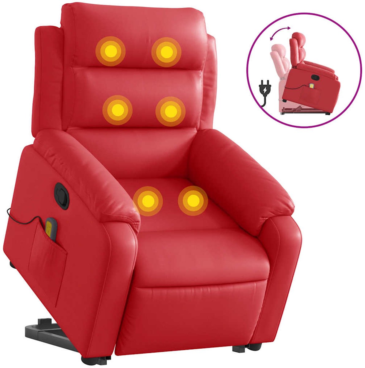 vidaXL Sta-op-massagestoel - verstelbaar - kunstleer - rood