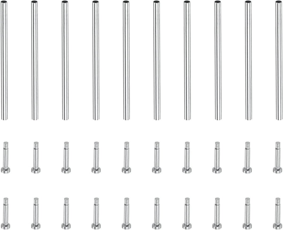 10 stuks roestvrij stalen buizen 20x1mm Wrijfstiften horlogeband drukstangen pen met klinknagels bandsluiting gesp - Roestvrij staal - Horloge reparatieset