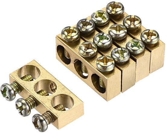 Set van 5 klemmen voor aardingsrail met schroefblok - messing - 3